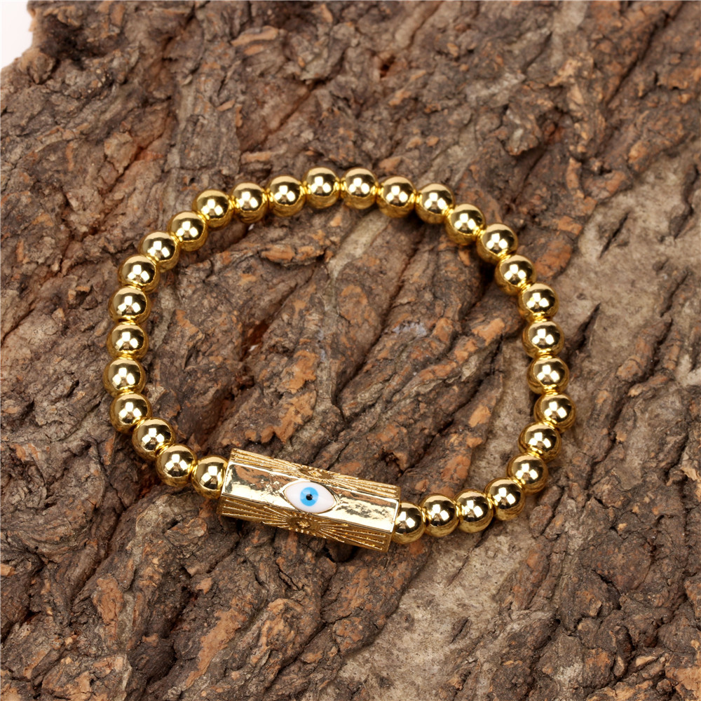Devilu0027s Eye Oil Drop Copper Bracelet 2021 New Golden Bead Trendy Hip Hop Style Bracelets Wholesa