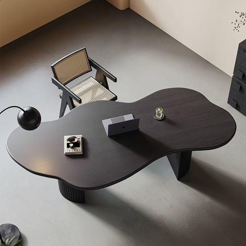 French-Style Vintage Personalized Solid Wood Desk for Home Use, Large Computer Desk for Living Room, Creative Irregular-Shaped Work Desk