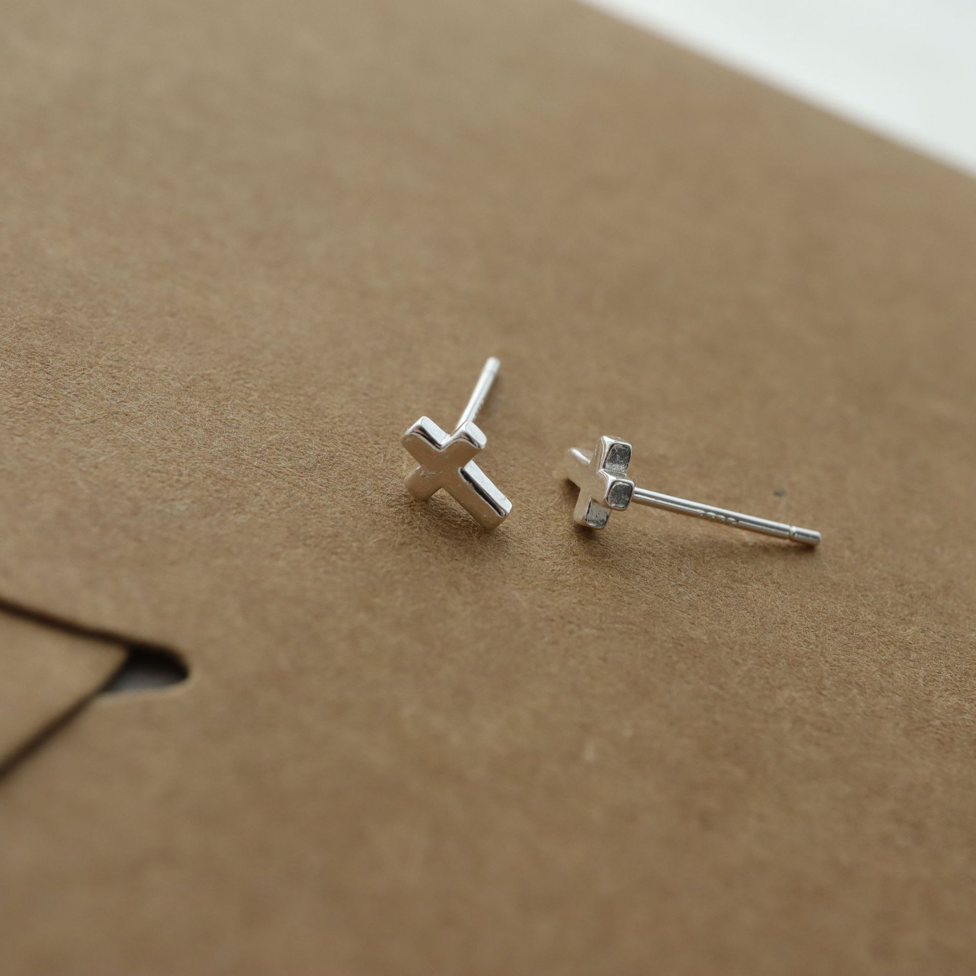 1g Weight 925 Sterling Silver Ear Needle Material Ear Studs Classification 1 Pair Quantity Holiday, Daily Occasion 925 Sterling Silver Material Cross Pattern Unisex Gender Simple Style Style 1 Pair 925 Sterling Silver Cross Ear Studs 8