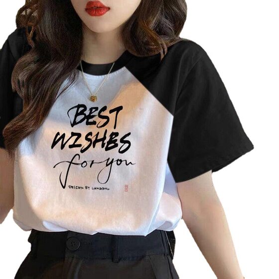 100 Cotton Round Neck Loose Casual T-Shirt Women's Summer New Arrival Ras plus size chubby girl Distinctive Printed Base Top