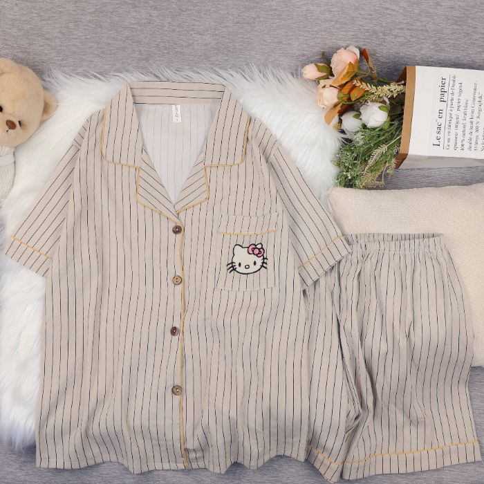 Al por mayor transfronterizo nuevo verano nubes de algodón dibujos animados mangas cortas pantalones cortos pijamas ropa de casa de mujer set ropa de casa de moda
