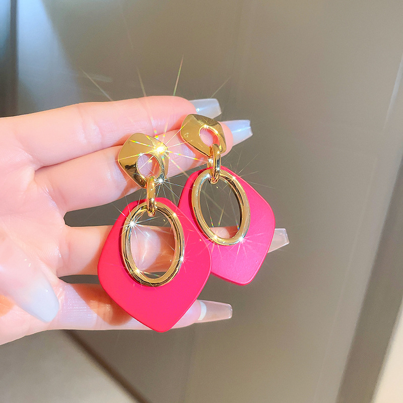 Fashion Geometric Arylic Copper Plating Drop Earrings 1 Pair