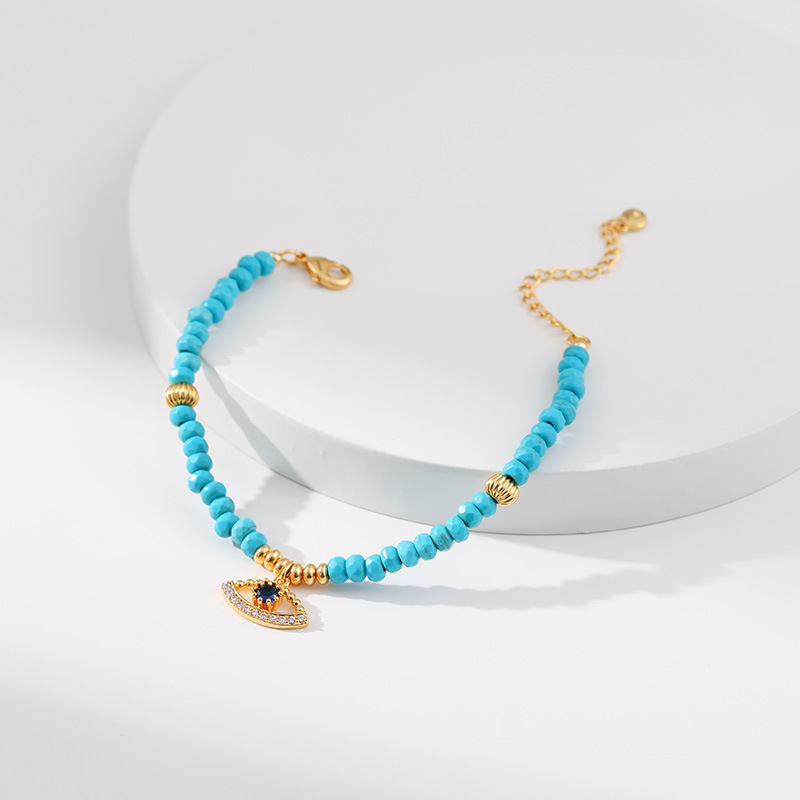 Retro Eye Turquoise Plating Rhinestones Bracelets 1 Piece