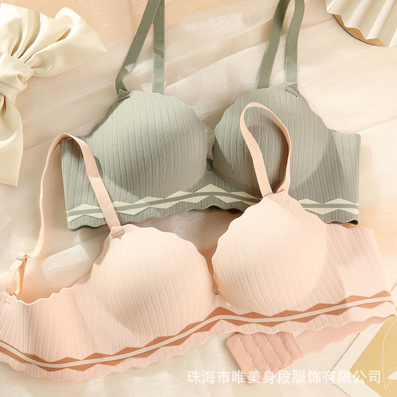Seamless Underwear Women's Small Chest Push-up Large Thickened One-piece Breast-closing Anti-sagging No-steel Ring Girls' Bra Seamless Underwear Women's Small Chest Push-up Large Thickened One-piece Breast-closing Anti-sagging No-steel Ring Girls' Bra