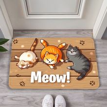 維卡貓有趣的生日法蘭絨地板墊防污漬抗靜電入口通道卧室廚房走廊