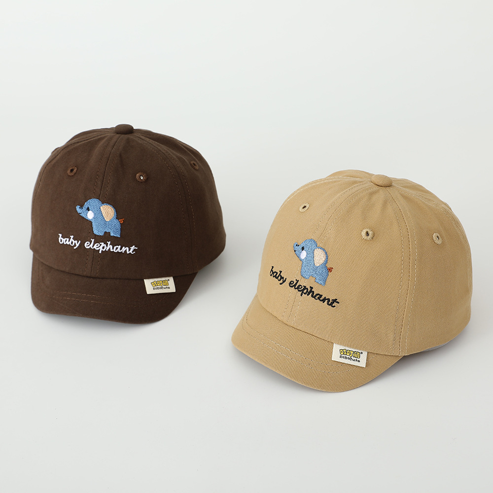 Sombreros de primavera para bebés pequeños elefantes bordados delgados sombreros de goma suave para bebés sombreros de béisbol de protección solar para niños y niñas