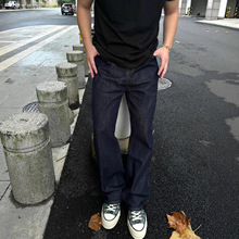 丹宁原色直筒牛仔裤男春秋款潮牌宽松复古港风高级感裤子休闲长裤