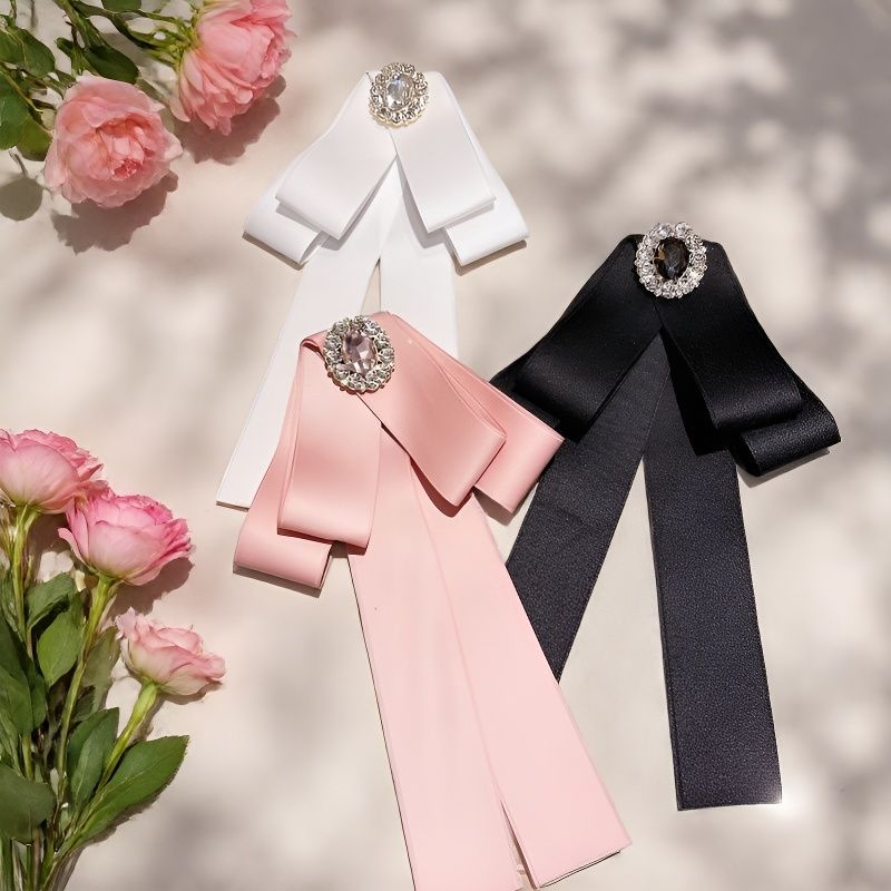 Modische Schleifen-brosche Mit Strass Für Damen_voghion.com