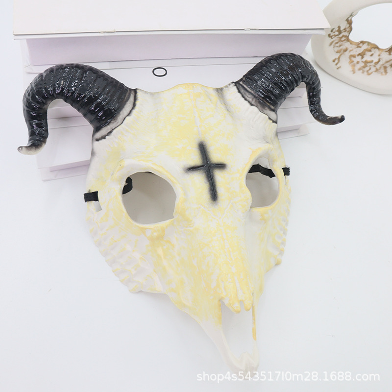 Halloween simulación máscara de plástico de cabra diabólica fiesta máscara de cráneo animal máscara de terror máscara facial completa