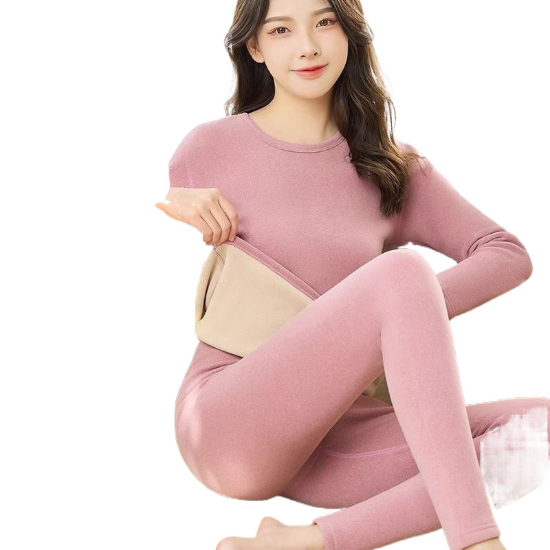 여성 따뜻한 가을 옷과 가을 바지 정장, 올인원 양털, 플러시, 두껍고, 가열, 일정한 온도, 독일 양털 파자마, 바텀 셔츠