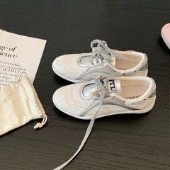 真皮厚底增高德训鞋女2025新款珍珠系带休闲运动鞋百搭拼色阿甘鞋