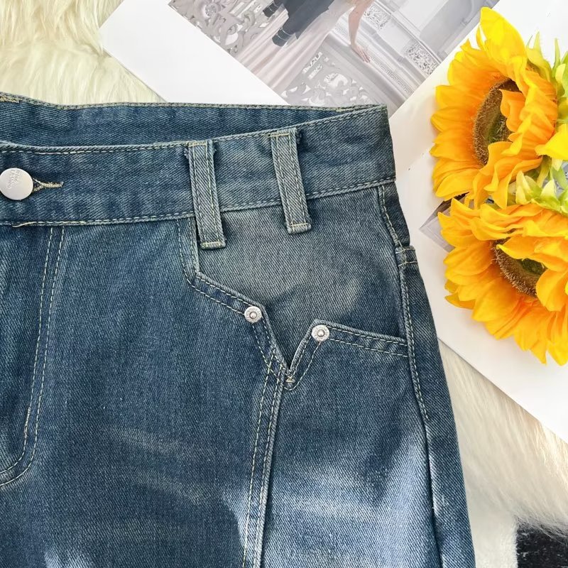 Retro Washed Denimshorts Herren Japanische Splicing Sommershorts_voghion.com