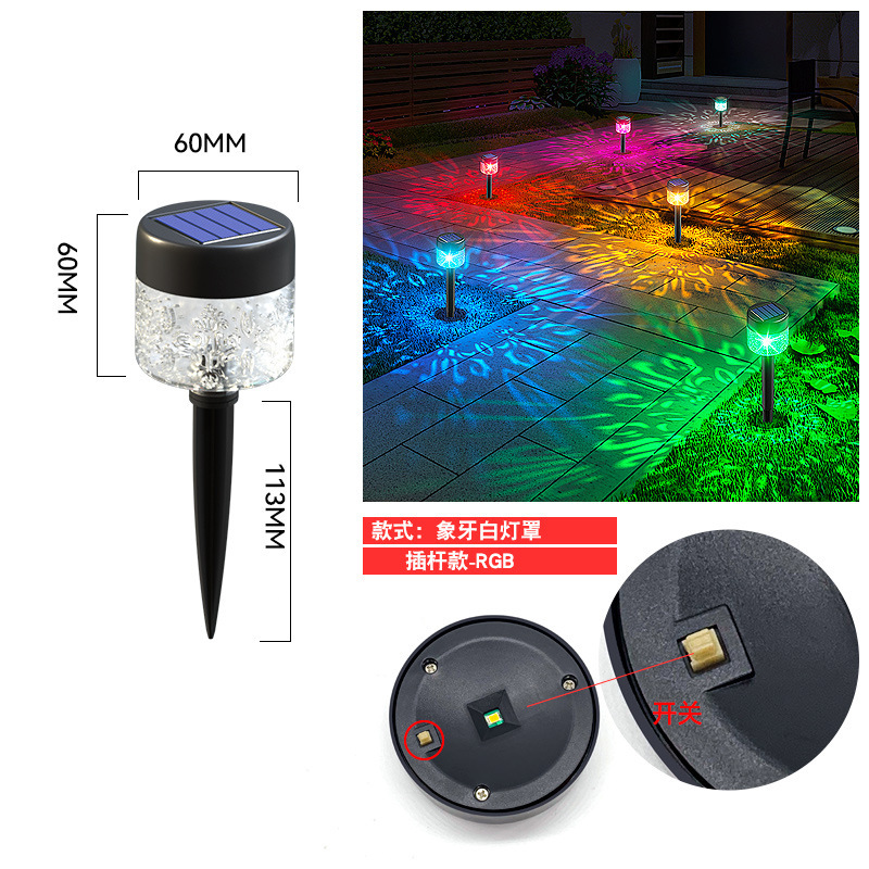 Lámpara de jardín solar RGB, proyección decorativa, impermeable, luces de césped