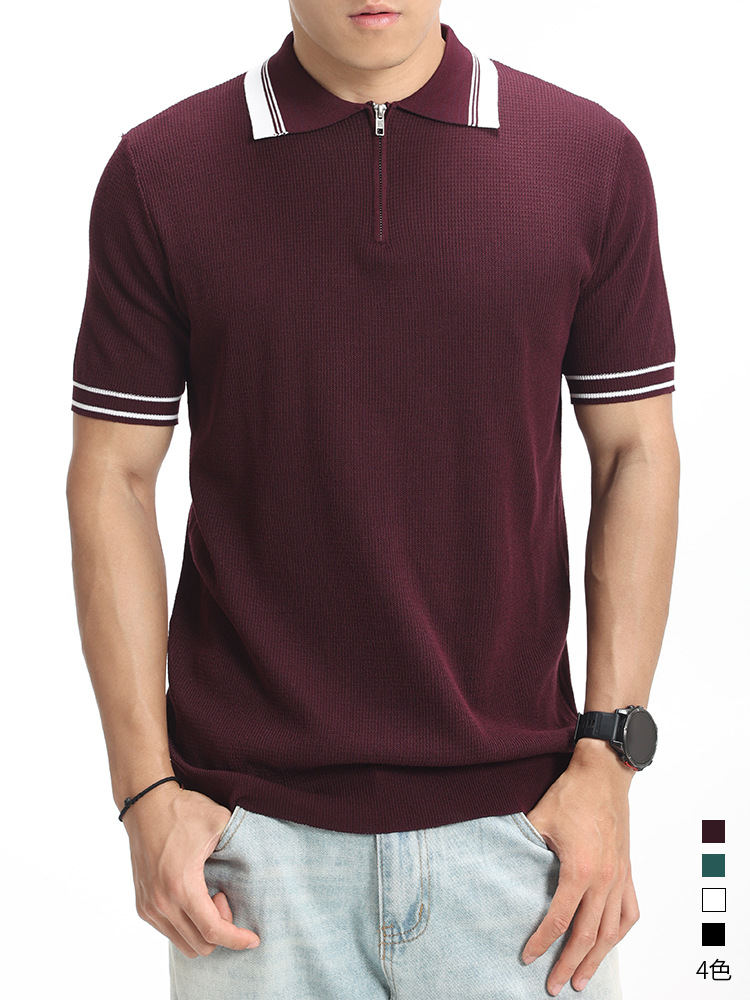 Hombre viejo dinero waffle jersey polo de punto hombre verano con solapa de manga corta casual camisa polo de alta calidad para hombres