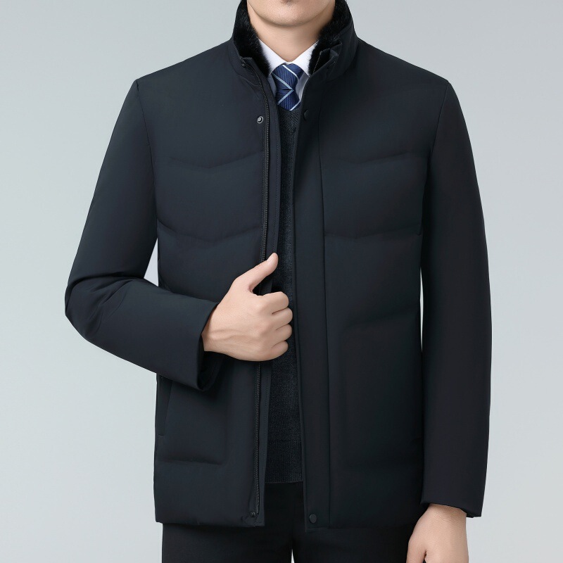 New Mink Fur Stand Collar down Jacket Men's Business Thickeneded Removable down Liner Middle-Aged Dad Winter Jacket New Mink Fur Stand Collar down Jacket Men's Business Thickeneded Removable down Liner Middle-Aged Dad Winter Jacket