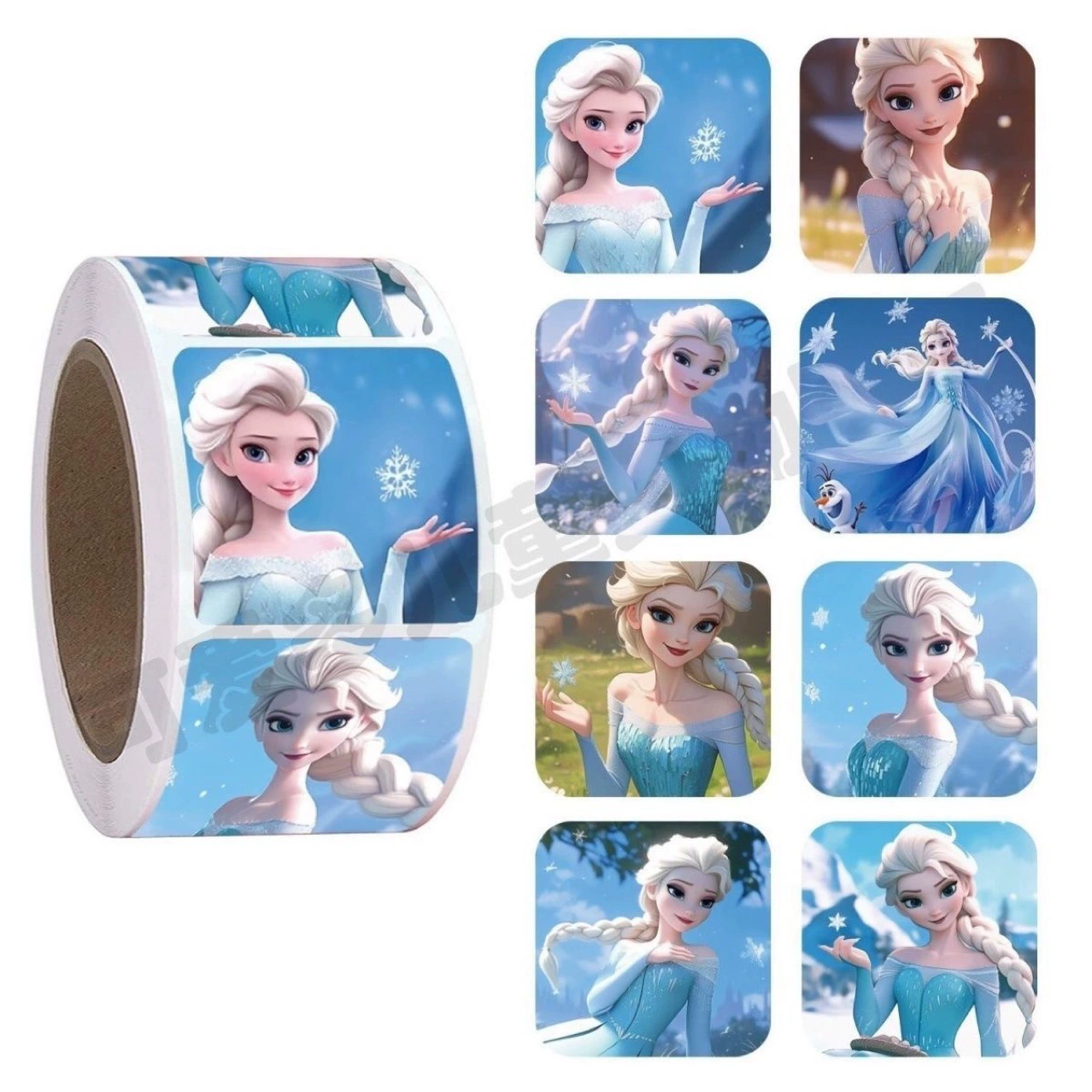 500 наклеек/рулон, круглые наклейки Q версии, наклейки принцессы Эльзы, игрушечные декоративные наклейки, мультяшные детские наклейки в рулонах