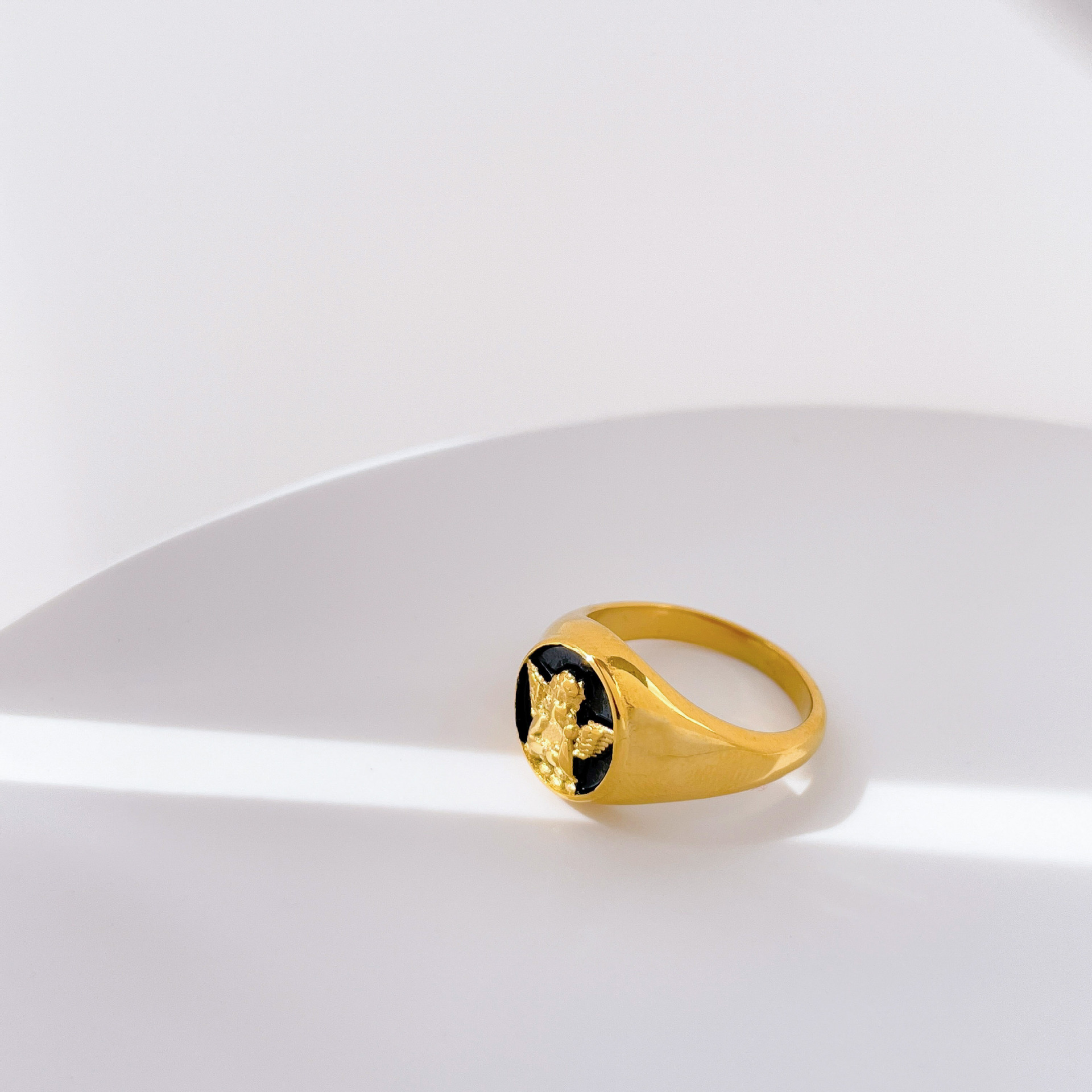 Daily Occasion Titanium Steel Material Hip-hop Retro Color Block Titanium Steel Plating Gold Plated Rings