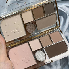 彩妝Biya比雅暗夜女神眼影盤 黑色啞光煙熏妝修容腮紅眼影一體盤