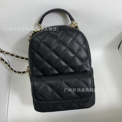 25p新型レイシ紋牛革ミニリュックサックレトロ菱格手提げシングルショルダーミニリュックサック