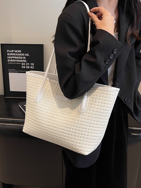 Bolsos de alta calidad de gran capacidad para mujer 2025 nuevo bolso tejido de moda transfronterizo bolso de mano simple de un solo hombro
