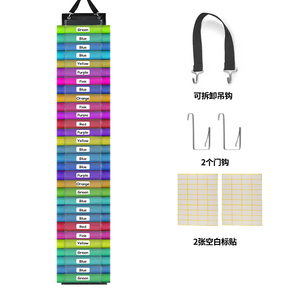 亚马逊货源透明60个间隔卷装工艺品收纳挂袋Vinyl roll Organizer