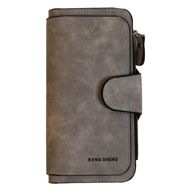 Nueva Cartera de mujer estilo coreano hebilla grande tres veces moda bolso de mujer multi-Tarjeta Cartera de mujer esmerilada tela de dos colores