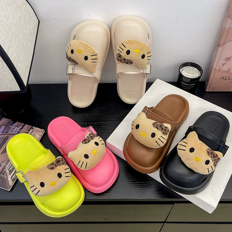 Милые сандалии Baotou с рисунком «Hello Kitty», обувь Birkenstock, женская летняя верхняя одежда, новая модная обувь из крокодиловой кожи, оптовая продажа