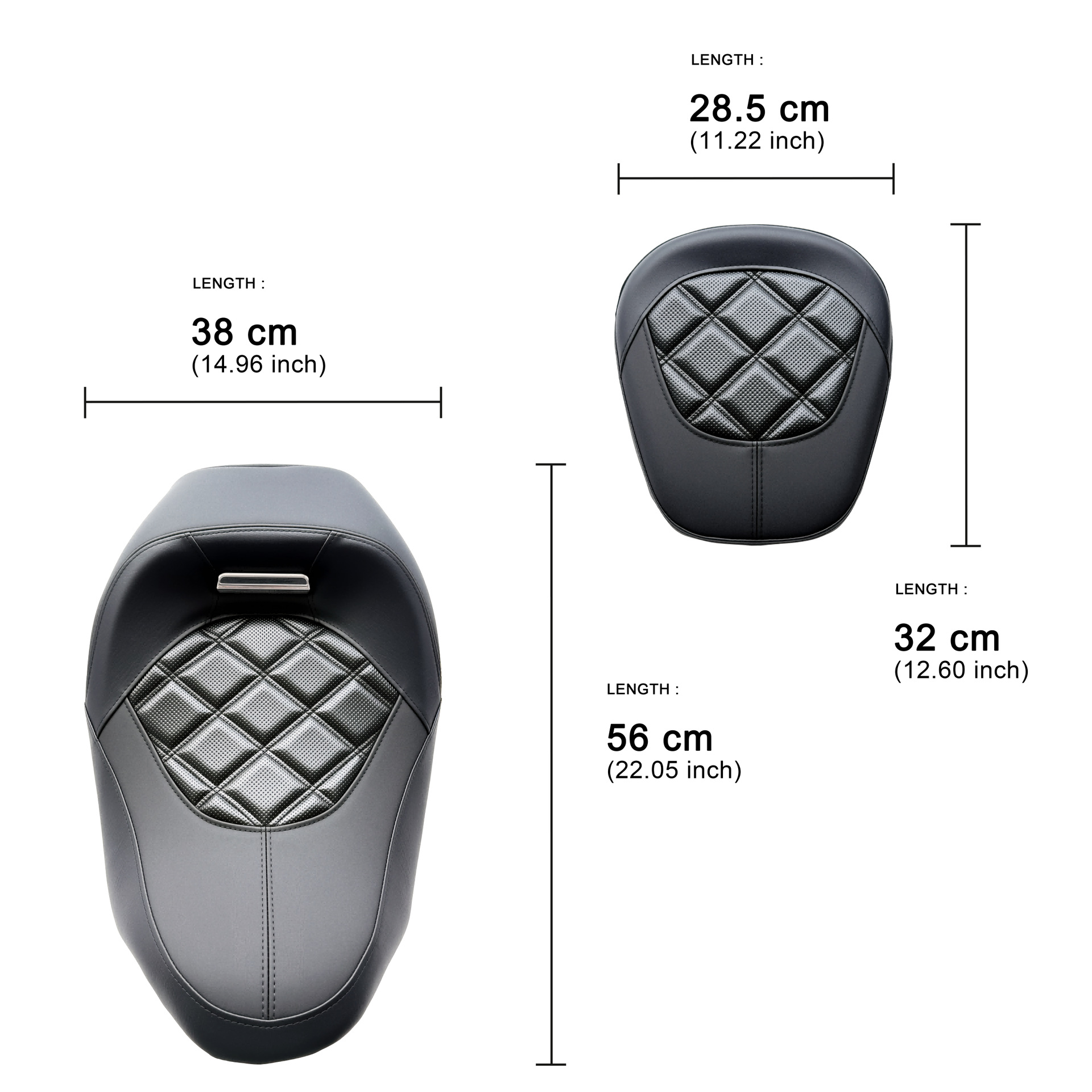 Motorcycle seat cushion suitable for Harley 09-23 Touring CVO split seat cushion with black and orange stitching and diamond pattern