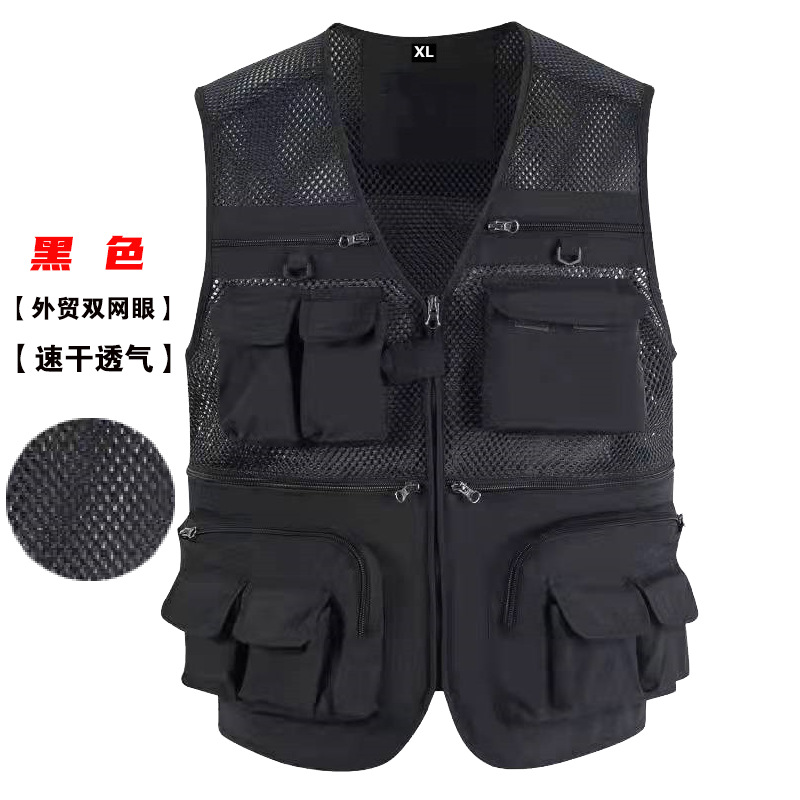 Impresión personalizada logotipo delgado chaleco de verano para hombres de mediana edad multi-bolsillo chaleco de hombro multifuncional nuevo