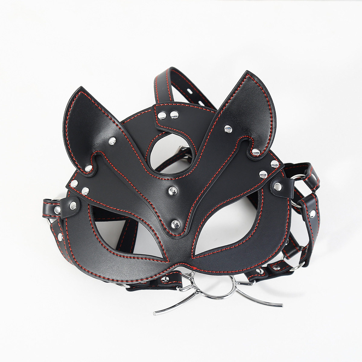 Adulto sexy media cara con forma de caballo, máscara de ojo, máscara de tapón bucal, lección de ajuste, tapón bucal europeo y americano, vestido de zorro SM