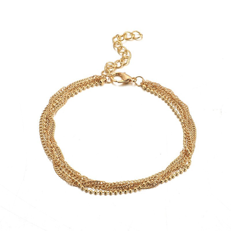 New Fashion Natural Simple Chain Round Beads Multi-layer Alloy Anklet Foot Ornaments display picture 5