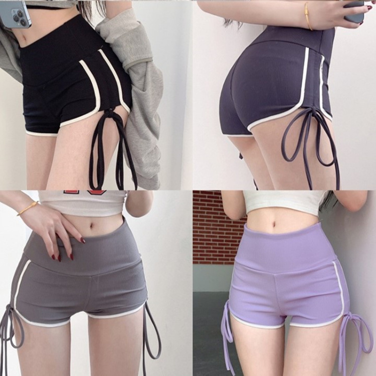 Hot Girl Drawstring Sports Outer Wear Pants Women's 2022 Summer New Hot Pants High Waist Slimming Straight Leg Wide-leg Shorts Trendy