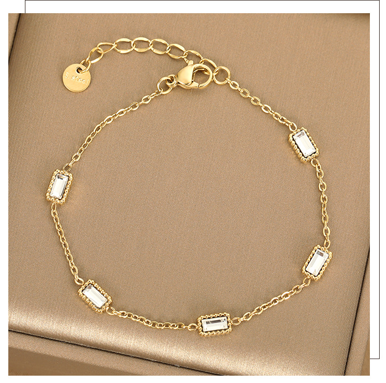 Simple Style Round Stainless Steel Plating Inlay Zircon Bracelets display picture 1