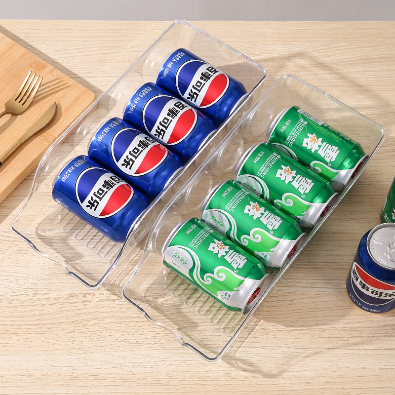 Refrigerador de grado alimenticio caja de almacenamiento de bebidas lata de frutas almacenamiento de almacenamiento rack transparente inclinado caja de acabado