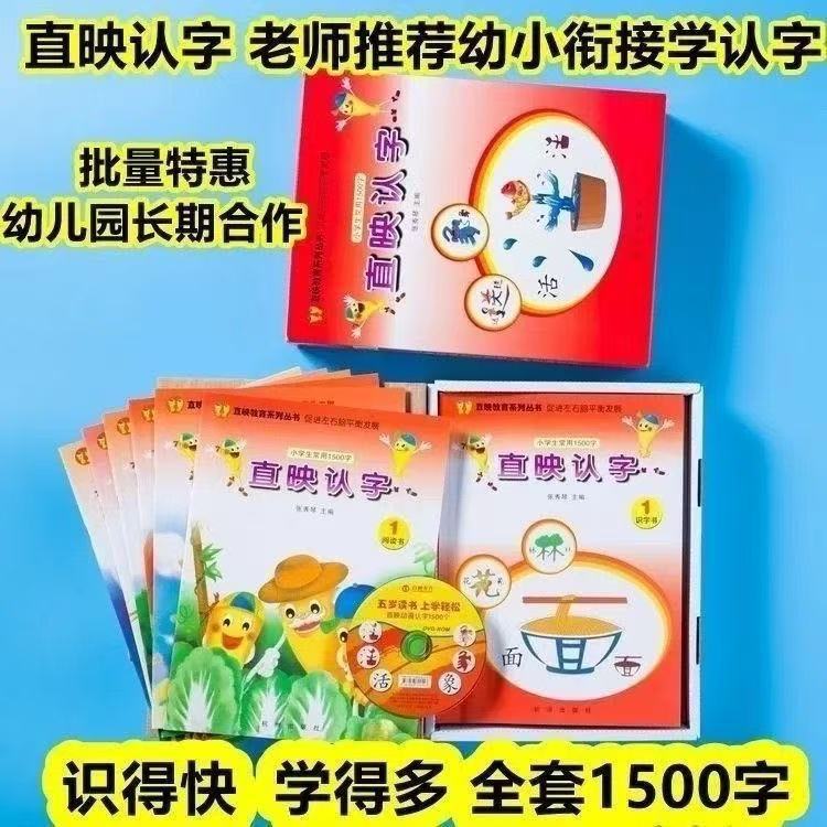 直印教育全套12册直映认字教材卡片儿童学前幼儿园阅读与识字书