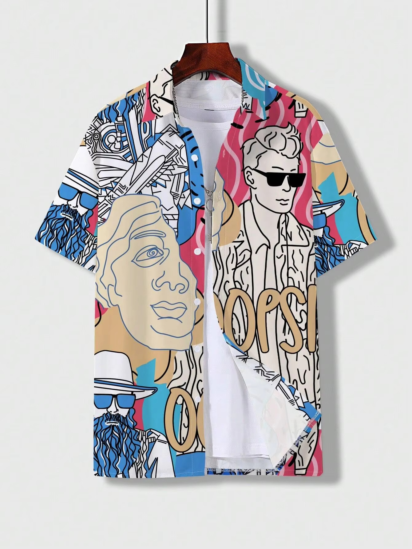 Comercio exterior europeo y americano transfronterizo 2025 nueva tendencia de moda casual de todo fósforo camisa de manga corta de alta calidad para hombres MB1