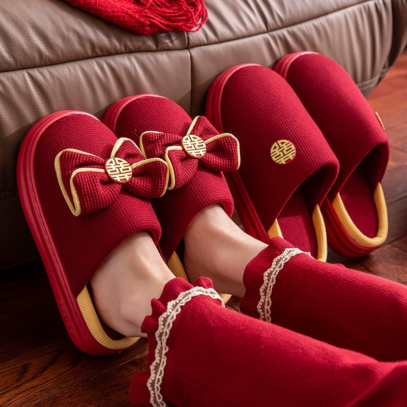 Свадебные тапочки праздничный красный пара осенью и зимой EVA Жених и невеста приданое свадебные тапочки