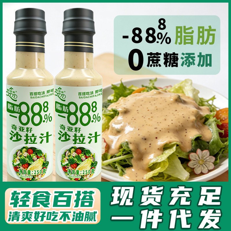 Chia Seed Salad Dressing Vegetable and Fruit Chicken Salad Home Salad Dressing to Reduce 88.8% Fat