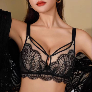 Lace Sexy Push-up Underwear Women's Large Chest Showy Small Soft Steel Ring Adjustable Ultra-thin Bra Anti-sagging Extra-expansion