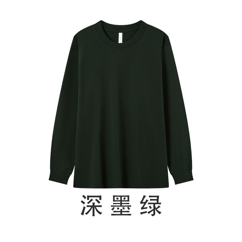 直播爆款重磅纯棉230g螺纹长袖圆领男大码宽松打底白色T恤女批发|undefined