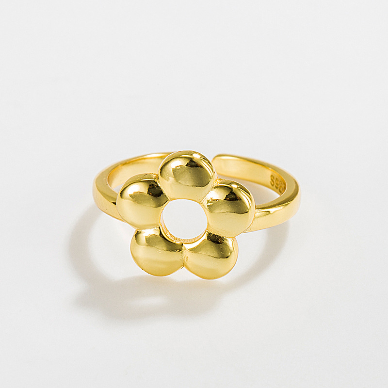 Three dimensional one size brand small design ring flower-shaped