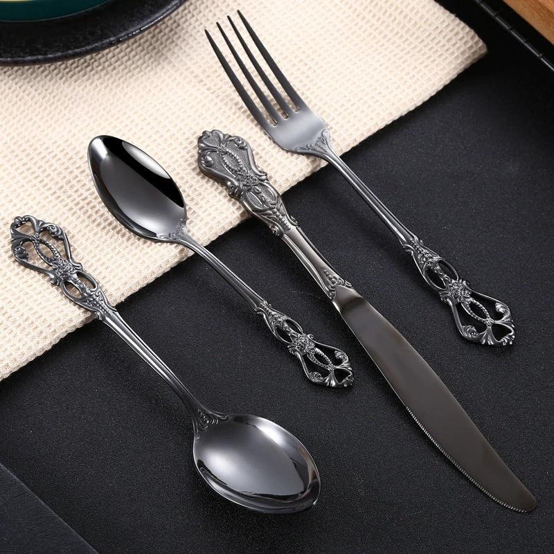 Creative retro tableware stainless steel, set, box, 4 piece set, Birthday gift