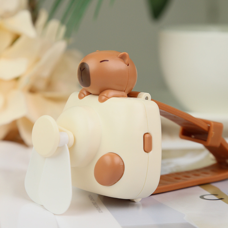 新しい Capy ハンドヘルド小型ファンカピバラウォッチファンポータブル小型ミニ USB 充電式扇風機|undefined