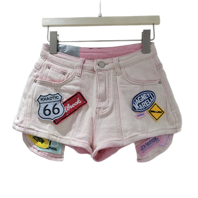 Shorts de Mezclilla de Cintura Alta con Parches Bordados para Verano image 5
