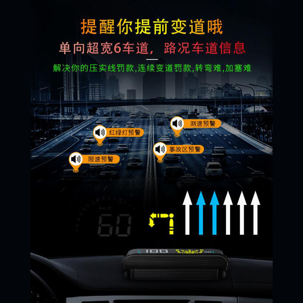 Hud Car Head-Up Display Ai Smart Electronic Dog + Navigation Dual System Obd+Gps Universal for All Cars Q10
