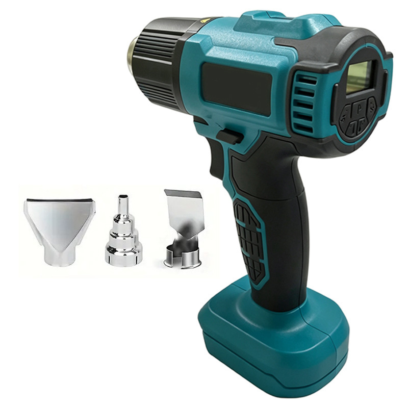 Compatible with Makita, Milwaukee, and Bosch 18V lithium batteries; digital display temperature control hot air gun; cordless, handheld industrial heat gun