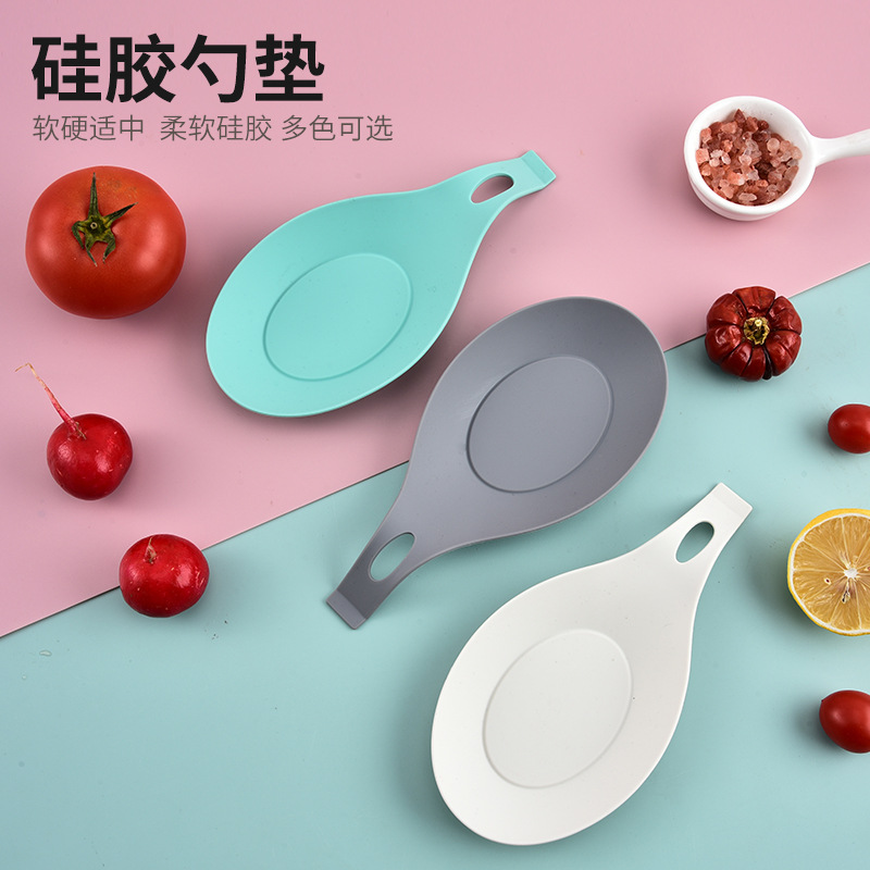 Cocina de silicona estera condimento plato más cuchara pad grado alimenticio condimento plato vajilla aislamiento cuchara pad