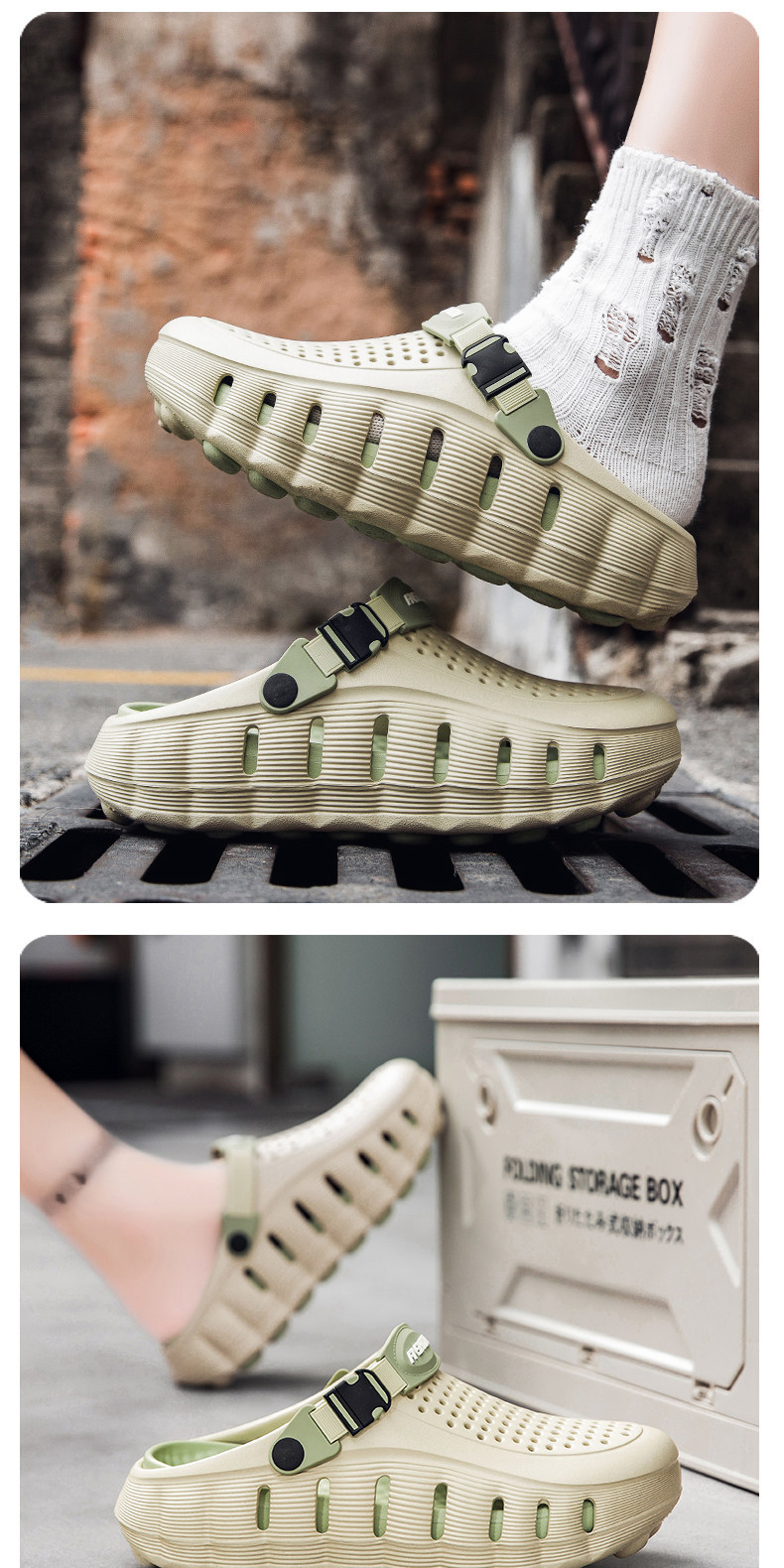 Men's Casual Closed-toe Sandals, Versatile Perforated Shoes_voghion.com