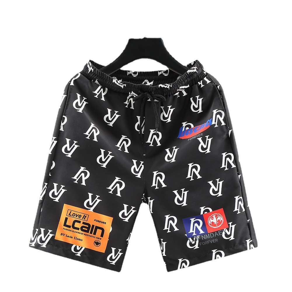 Issilke hurtigtørkende shorts, menns femkantede trendy merke uformell internettkjendis strand sosial ånd ung mann halv_voghion.com