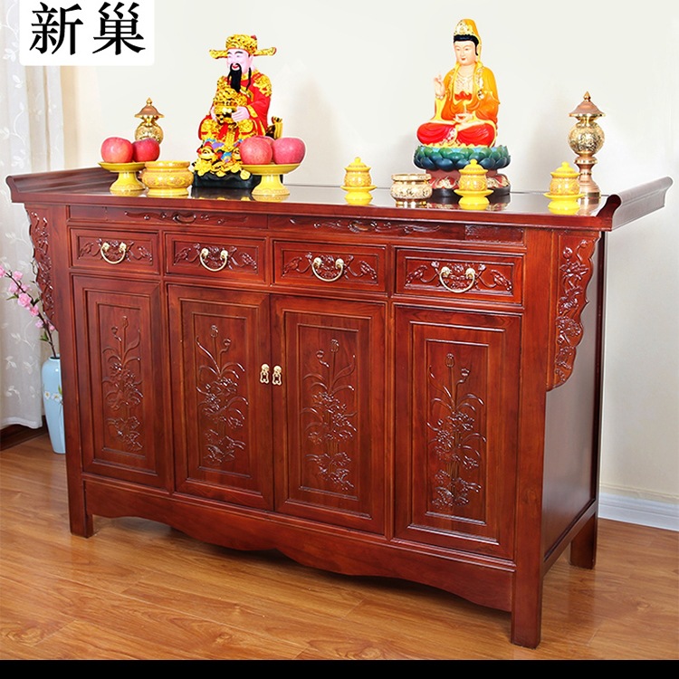 Incense Altar for Home Use, Buddhist Altar, Incense Offering, Solid Wood Offering Table, Chinese-Style Buddhist Hall for Worshiping Buddha